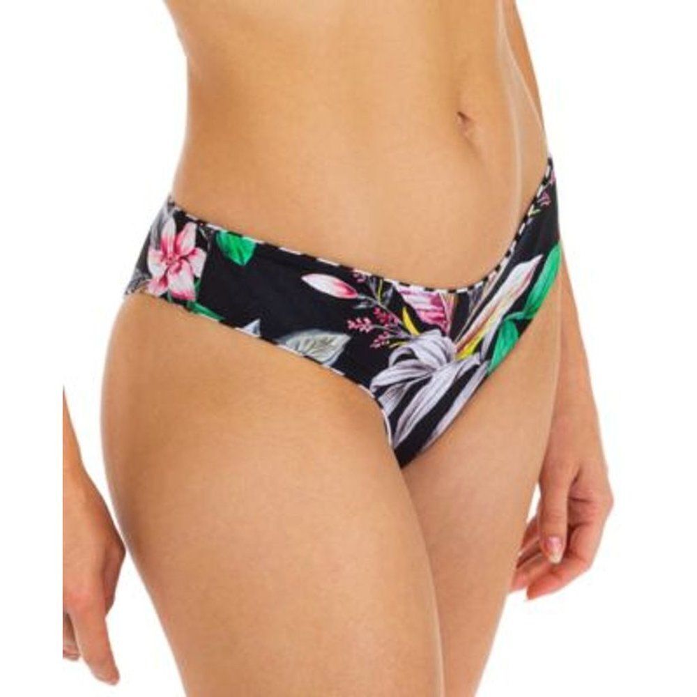 Hurley Women's Junior's Reversible Cheeky Hipster Floral Panties Black Size XL